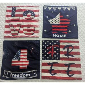 🇺🇸 Set of 4 Patriotic 18x18 Pillow Covers – Stars, Stripes, Freedom!